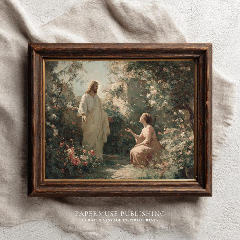 Jesus and Mary Magdalene Print, Catholic Easter Wall Art, He is Risen ...