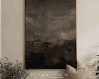 Dark Abstract Wall Art, Moody Neutral Texture Painting, Minimalist Modern Art Print, Earth Tone Canvas Style Decor Digital Download | #A1