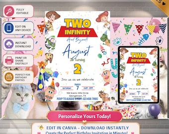 Toy Boy birthday invitation, Toy Girl birthday invitation, Printable, Digital (Canva Template)