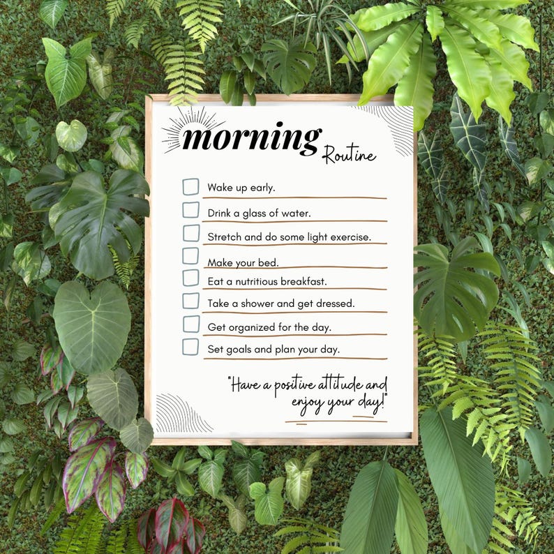 Decroative R Outine Morning Routine Checklist, Daily Self Care Planner (digital Download ...