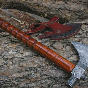 Handmade Damascus Steel Tomahawk / Hatchet / Axe With Rose Wood Handle , Hunting Camping Axe ,Hand Forged Damascus Steel Axe