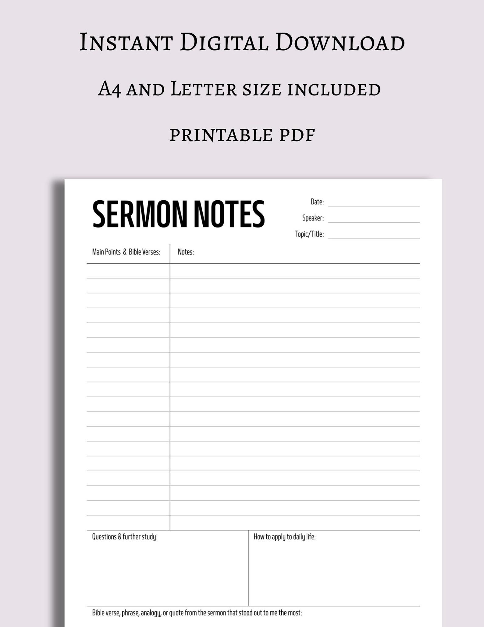 Ser Man Notes.pdf Sermon Notes Printable PDF, Digital Download, Lined and Unlined - Etsy