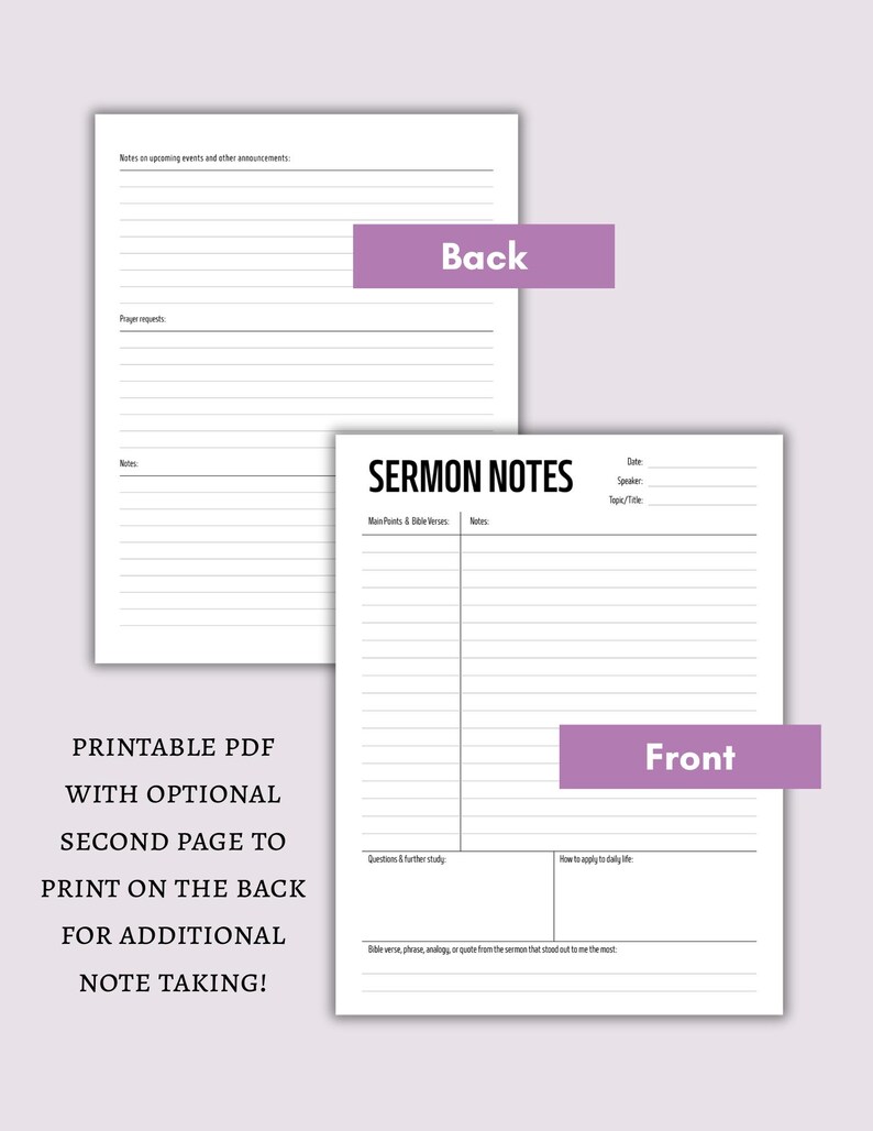 Ser Man Notes.pdf Sermon Notes Printable PDF, Digital Download, Lined and Unlined - Etsy