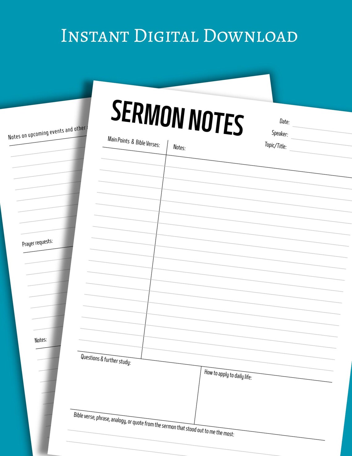 Ser Man Notes.pdf Sermon Notes Printable PDF, Digital Download, Lined and Unlined - Etsy
