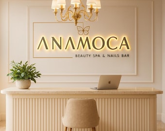 Custom 3D Metal Logo Sign, LED Backlit Business Sign, Office Wall Logo, Reception Sign, Salon Clinic Sign, Custom Business Sign