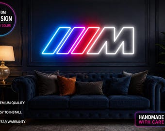 Custom M Style LED Neon Sign | Sports Car Inspired Wall Decor | RGB Garage Neon Light | Man Cave Sign | Auto Shop Decor | Gift for Car Enthu