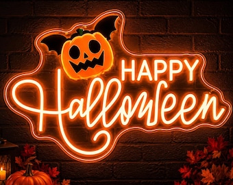 Custom Halloween Neon Sign, Halloween LED Sign, Pumpkin Neon Sign, Ghost Neon Light, Spooky Wall Decor, Halloween Party Decor