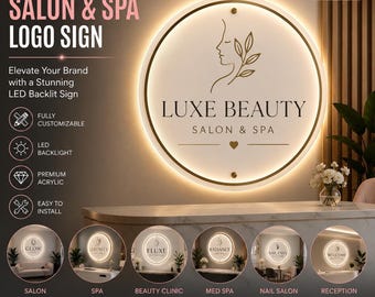Custom Salon & Spa Logo Sign | Round Acrylic LED Backlit Sign