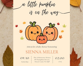 Baby Shower Invitation | Little Pumpkin Is On The Way | Fall Theme