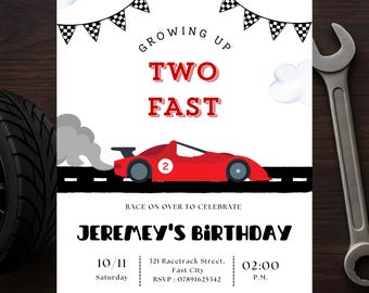 2nd Birthday Invitation | Two Fast Race Car Party