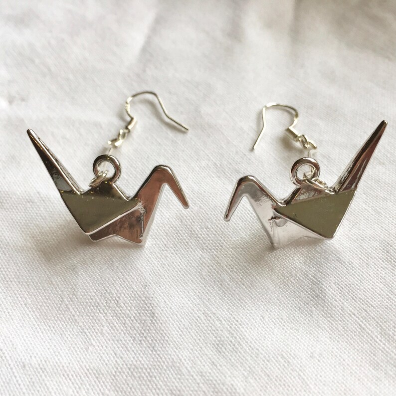 Origami Crane Style Earrings Paper Crane Style Earrings Etsy UK