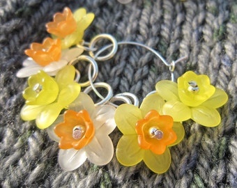 Stitch Markers, Daffodil and Narcissus, set of 6