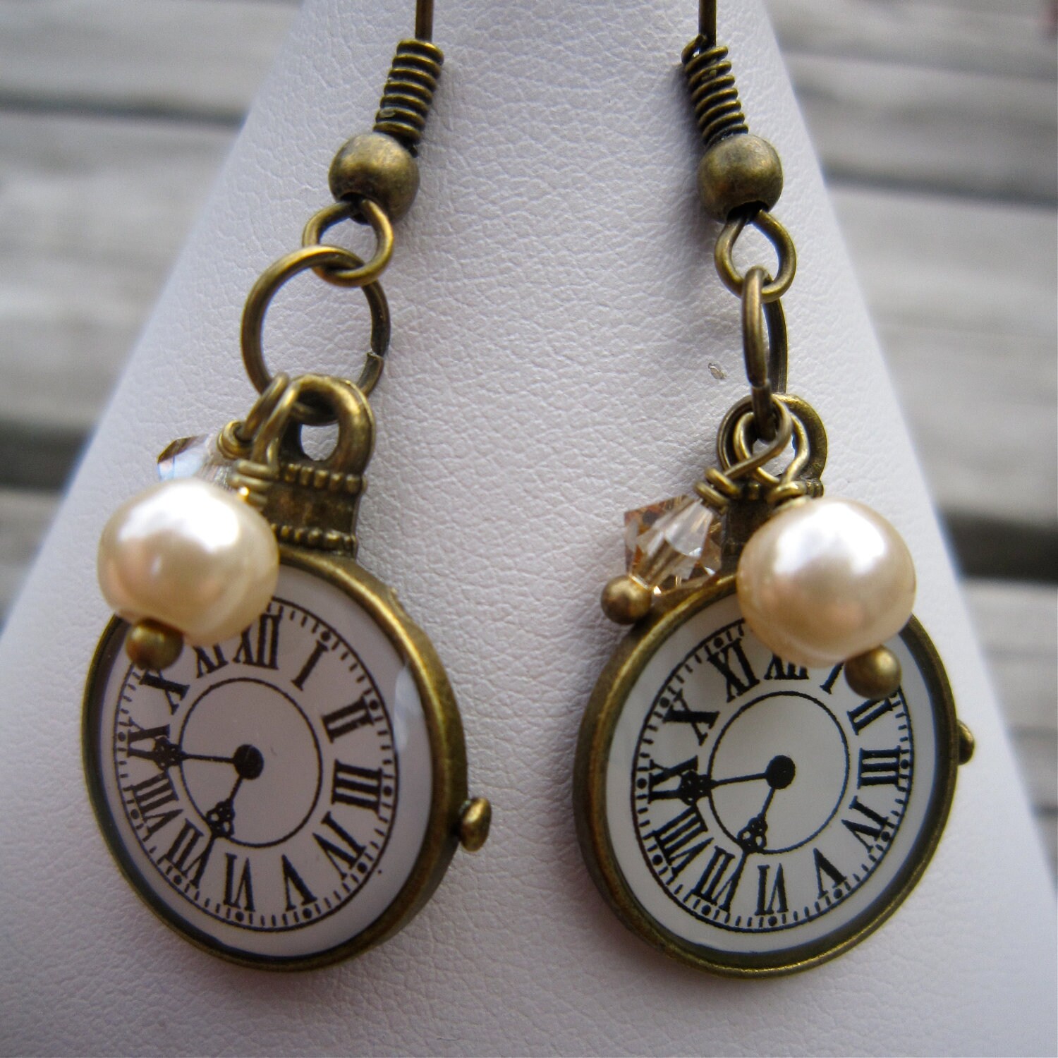Clock Face Earrings Roman Numerals Antiqued Bronze Etsy