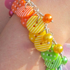 Rainbow button bracelet bright button bracelet dotty button bracelet image 2