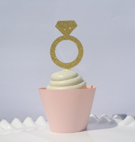 Items Similar To Engagement Ring Cupcake Toppers