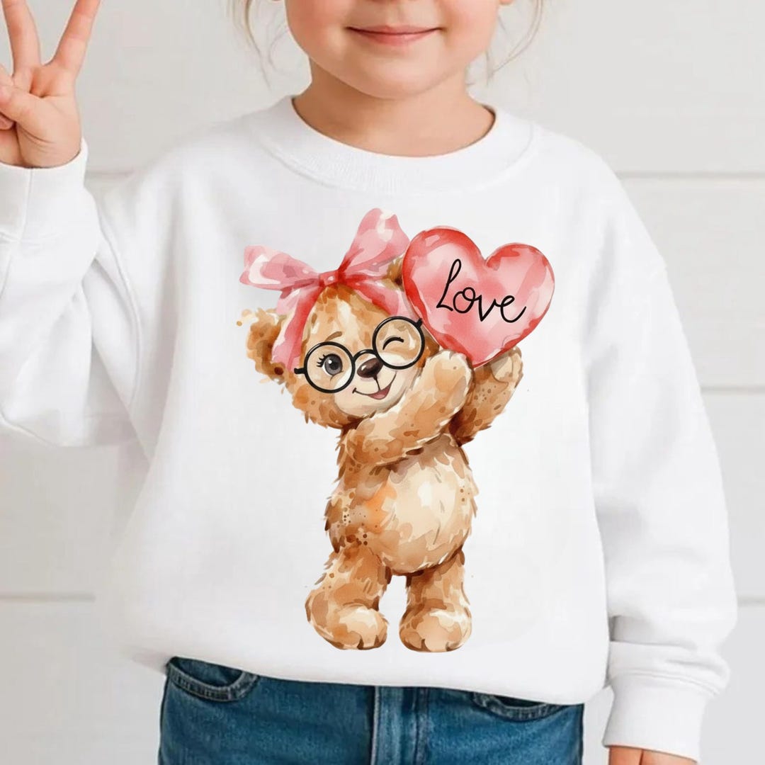Cute Valentine Teddy Bear PNG, Love Bear Shirt Design, Kids Valentine ...