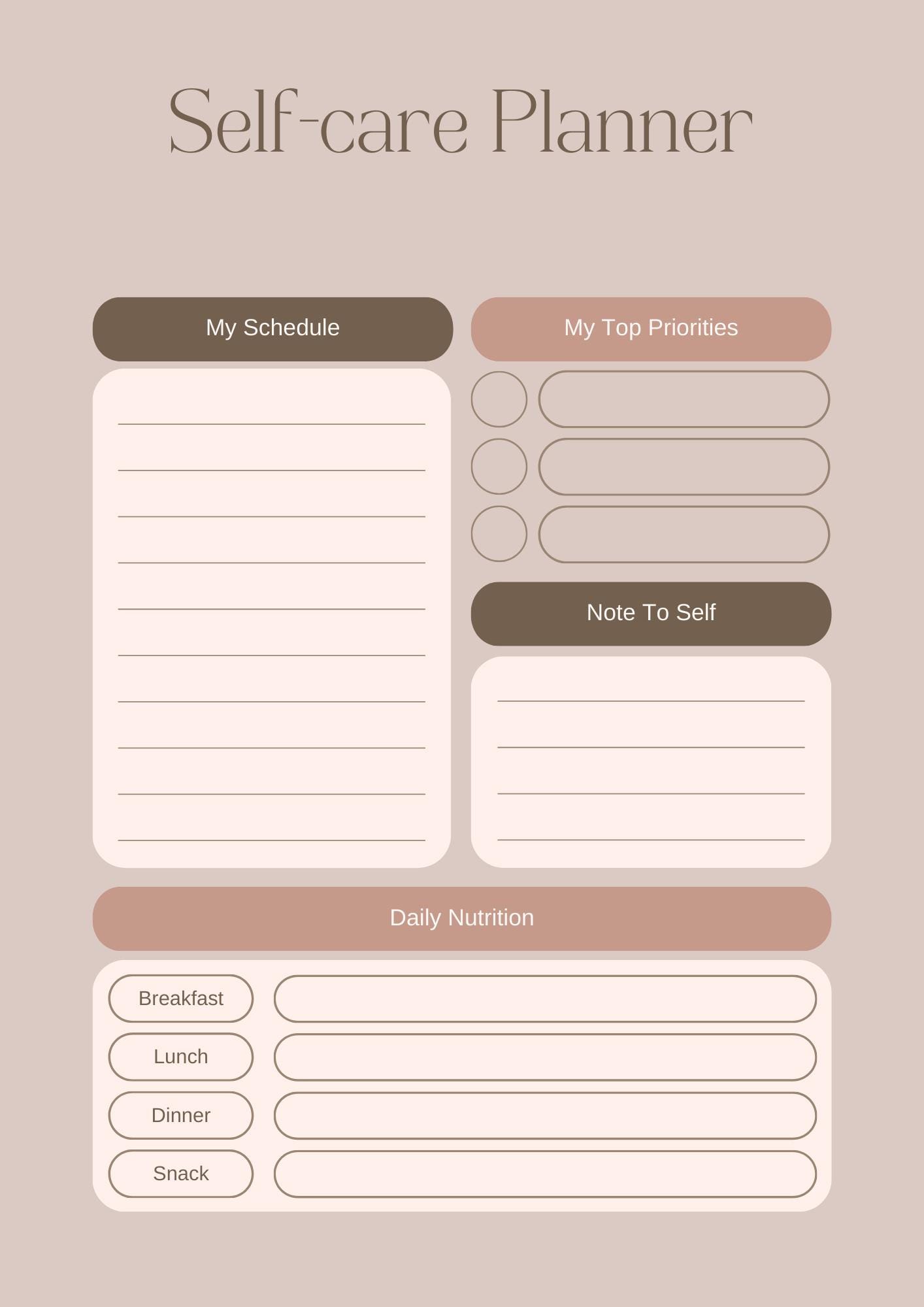 Self Care Planner Printable | Wellness and Mental Health Planner ...