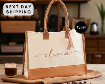 Custom Canvas Tote Bag, Personalized Gift For Her, Bridal Party Gift, Bridesmaid Tote Bag, Teacher - Nurse Bag