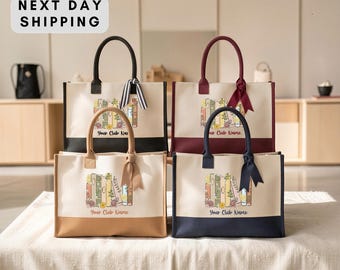 Personalized Book Club Tote, Reading Club Gift, Literary Society Bag, Librarian Teacher Present, Academic Stack, Club Name Tote