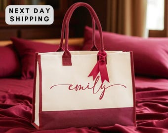 Personalized Name Tote Bag, Custom Gift For Her, Bachelorette Gifts, Bridesmaid Tote Bag, Monogram Bag