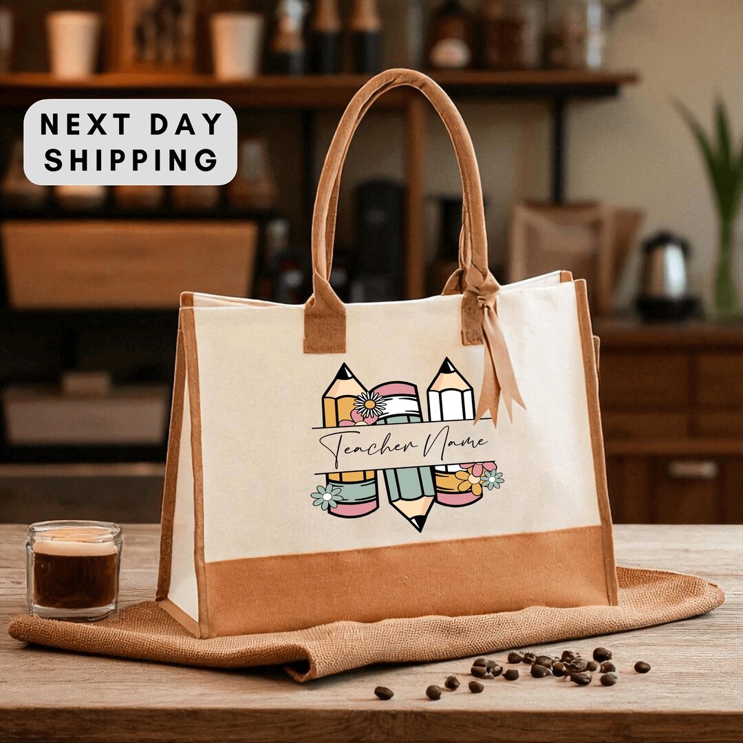 Custom Teacher Tote Bag, Personalized Teacher Gift, Appreciation Bag ...