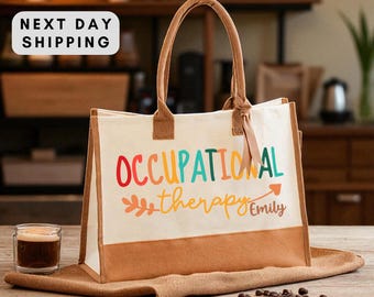 Custom Occupational Therapy Canvas Tote Bag, Personalized OT Gift, Therapy Student Essentials, Work Carry for Therapists
