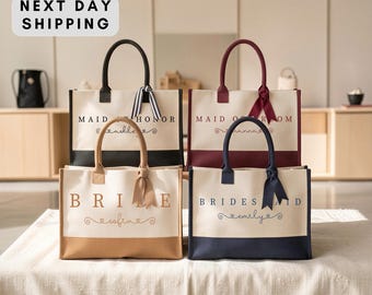 Custom Bridesmaid Tote Bag, Personalized Bridal Party Gift, Wedding Squad Tote, Custom Bridesmaid Gift, Bachelorette Gift
