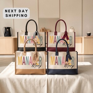 Custom Manager Tote Bag,Team Leadership Support Gift, Office Coordination Appreciation, Professional Manager Work Tote, Team Role Bag