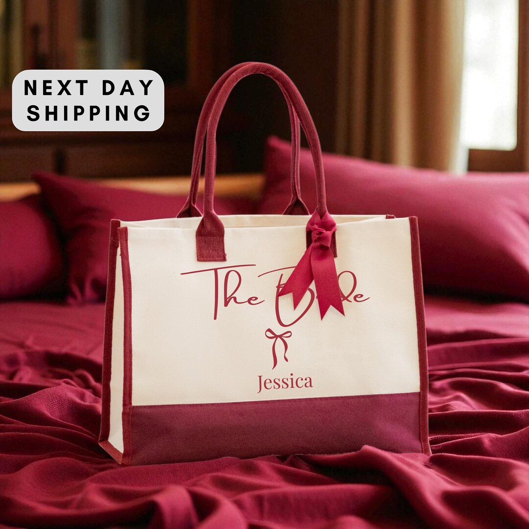 Personalized Bridesmaid Tote Bag, Custom Name Bridal Party Gift ...