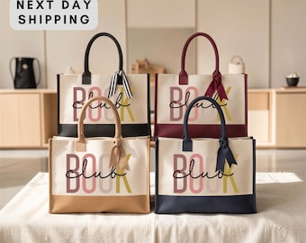 Book Club Canvas Tote Bag, Reading Tote, Library Bag, Gift for Book Lovers, Everyday Reusable Tote