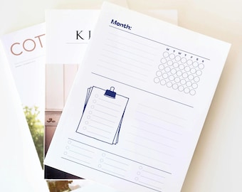 Monthly Planner Printable | Undated Monthly Planner PDF | Minimalist Calendar Planner | Instant Download | A4 A5 US Letter | Productivity Pl