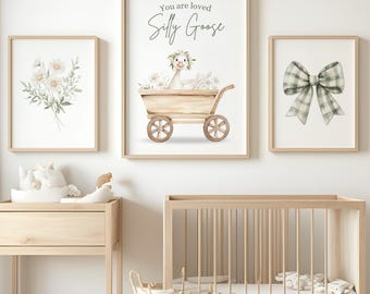 Goose Nursery Prints, Farmhouse Girls Room Decor (Digital Download)