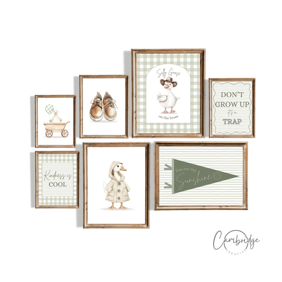 Silly Goose Nursery Print Set | Vintage Neutral Farmhouse Decor ...