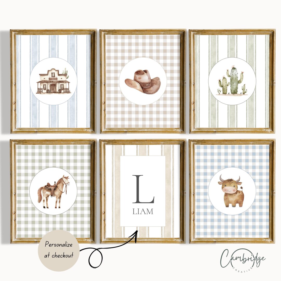 Personalized Western Nursery Wall Art Set of 3 | Cowboy Nursery Prints ...