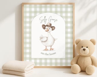 Cowboy Goose Nursery Print: Farm Animal Western Decor (Digital Download)