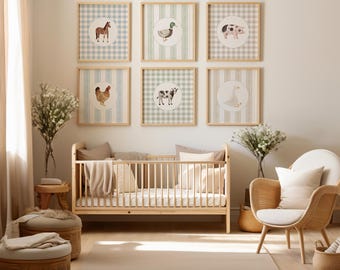 Farm Animal Watercolor Nursery Prints, Set of 6 (Digital Download)
