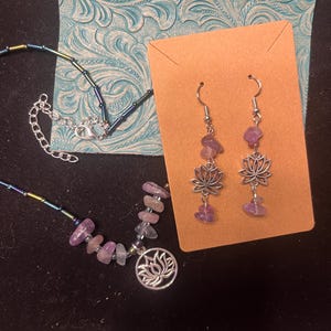 hand made earrings with matching necklace