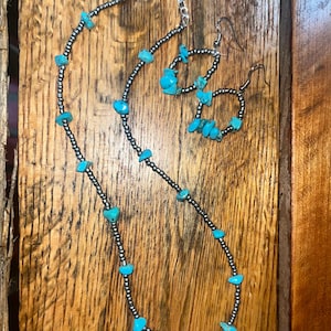 hand made earrings with matching necklace