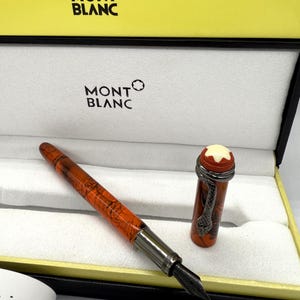 Rare Montblanc HERITAGE Rouge & Noir Serpent Marble S.E Fountain {Empty} Pen With Box
