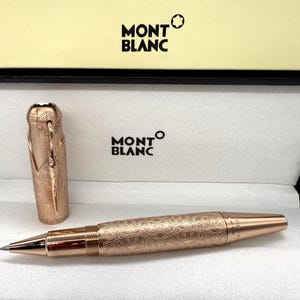 Montblanc Writer Edition Homage To Brother Grimm {Rose Gold Color} {Blue Ink } Roller Ball Pen With Box