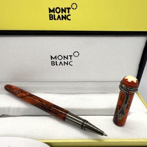 Rare Montblanc HERITAGE Rouge & Noir Serpent Marble S.E {Black Ink } Roller Ball Pen With Box