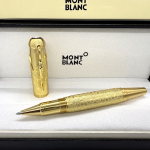 Montblanc Writer Edition Homage To Brother Grimm {Gold Color} {Blue Ink } Rollerball Pen With Box