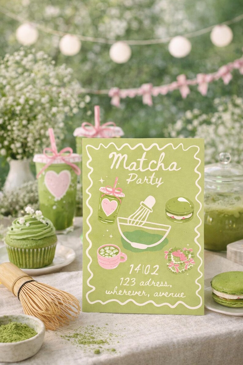 Editable Matcha Invitation Card - Customizable Tea Party Invite - Etsy ...