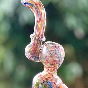 Rainbow Bubbles Fritted Glass Hammer Pipe, Stand Up Sherlock Pipe, Thick Glass Pipes