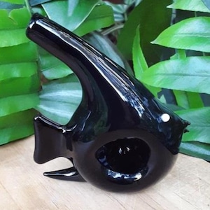 Tropical Fish Glass Pipe, Angelfish Hand Pipe, Black Glass Pipe, Thick Glass Pipes