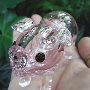 Glass Pig Pipe, Little Piglet Pipe, Pink Glass Hand Pipe, Thick Glass Pipes