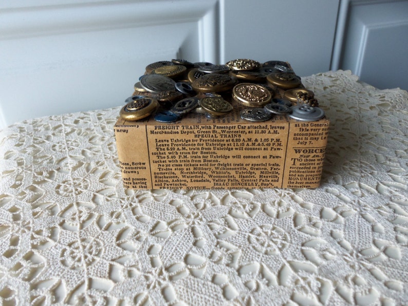 Antique Button Box Home Decor Display Collectible Vintage Etsy