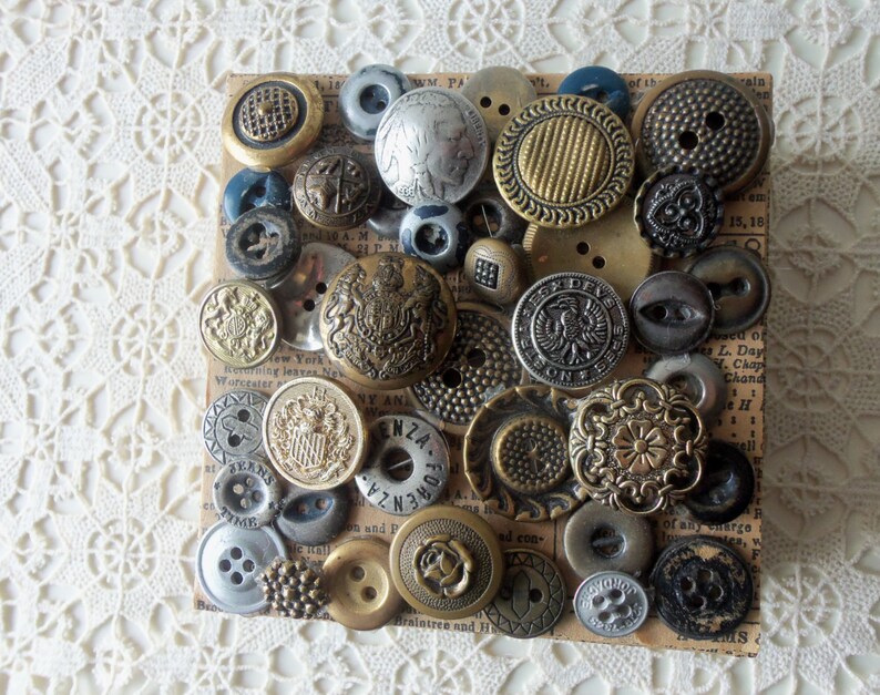 Antique Button Box Home Decor Display Collectible Vintage Etsy