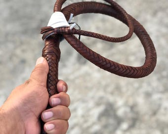 Handmade Kangaroo Leather Bullwhip – Indiana Jones Style, 12/16 Plait