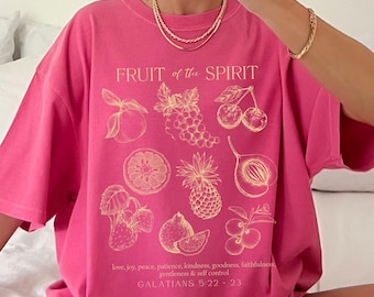 Fruit of the Spirit Christian Merch tshirt, trendy jeugdgroep bijbelvers shirt, vintage citroen graphic T-shirt, preppy comfort kleuren ronde hals